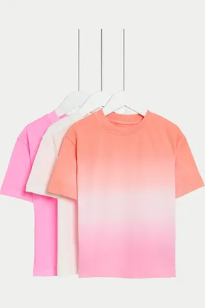 Marks & Spencer Girls 3pk Pure Cotton Ombre T-Shirts (2-8 Yrs) - 4-5 Y -