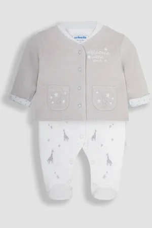 JoJo Maman Bébé 2pc Pure Cotton Sleepsuit & Jacket Set (0-9 Mths) - 3-6M -