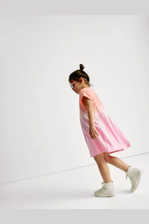 Marks & Spencer Girls Cotton Rich Ombré T-Shirt Dress (1-8 Yrs) - 4-5 Y - Pink Mix