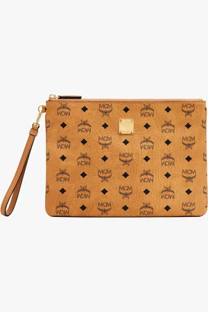 MCM Wristlet Zip Pouch in Visetos Original