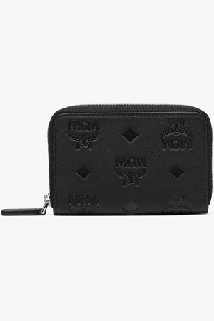 MCM Aren Zip Around Wallet in Embossed Monogram Leather