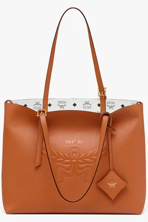 MCM Himmel Shopper in Embossed Logo Leather