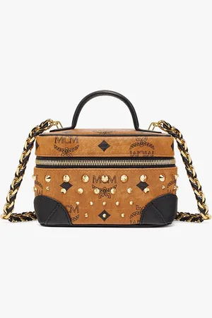 MCM Rockstar Vanity Case in Gold Studded Visetos