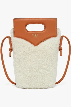 MCM Diamond Crossbody Pouch in Shearling and Calf Leather