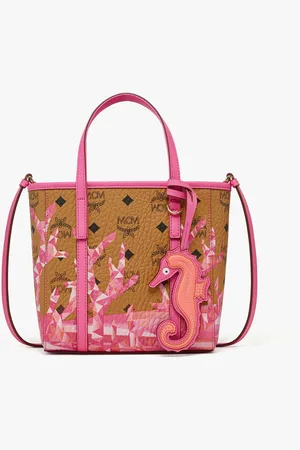 MCM Toni Top-Zip Shopper in Cubic Coral Visetos