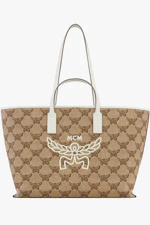 MCM Himmel Shopper in Lauretos Raffia Jacquard