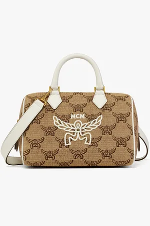 MCM Ella Boston Bag in Lauretos Raffia Jacquard