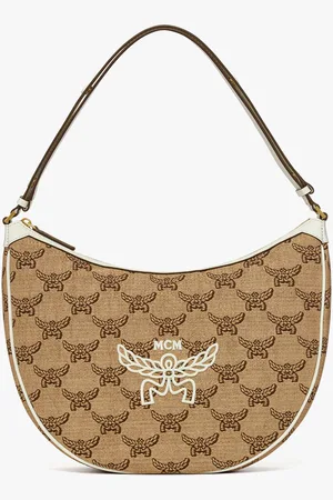 MCM Himmel Ascending Moon Hobo in Lauretos Raffia Jacquard