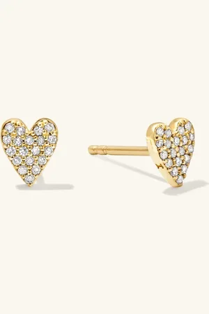 Mejuri Mini Heart Pavé Diamond Stud Earrings