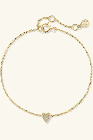 Mejuri Mini Heart Pavé Diamond Bracelet