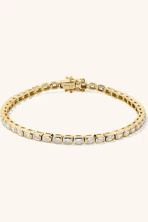 Mejuri Lab Grown Diamond Emerald Cut Bezel Tennis Bracelet