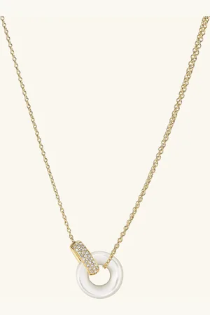 Mejuri Linked Pavé Diamond Pearl Necklace