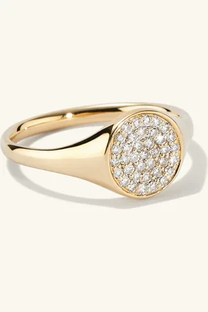 Mejuri Pavé Diamond Signet Pinky Ring