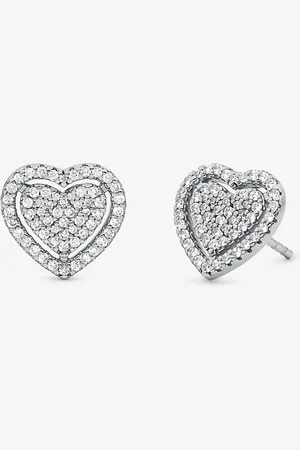 Michael Kors MK Precious Metal-Plated Sterling Pavé Heart Earrings -