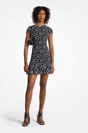 Michael Kors MK Floral Print Stretch Matte Jersey Dress - - Michael Kors