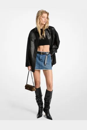 Michael Kors MK Frayed Denim Mini Skirt - - Michael Kors