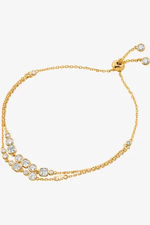 Michael Kors MK Precious Metal-Plated Sterling Silver Bezel Slider Bracelet -
