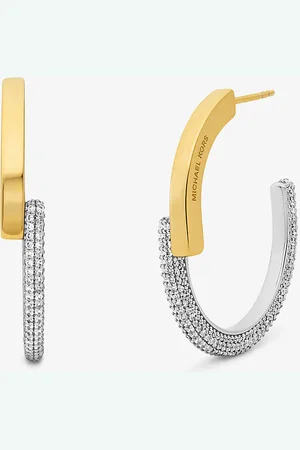 Michael Kors MK Precious Metal-Plated Pavé Hoop Earrings -