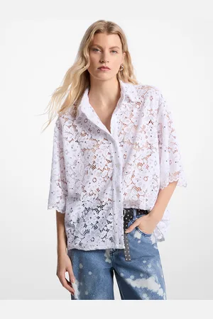 Michael Kors MK Studded Corded Floral Lace Shirt - - Michael Kors