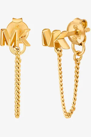 Michael Kors MK Precious Metal-Plated Sterling Silver Logo Chain Earrings -