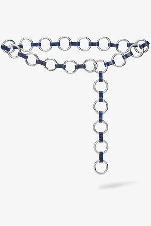 Michael Kors MK Marisa Silver-Tone and Leather Ring Belt - - Michael Kors