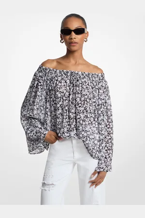 Michael Kors MK Floral Georgette Off-the-Shoulder Top - - Michael Kors