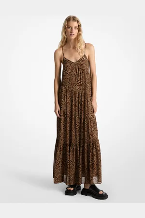 Michael Kors MK Cheetah Print Georgette Tiered Maxi Dress - - Michael Kors