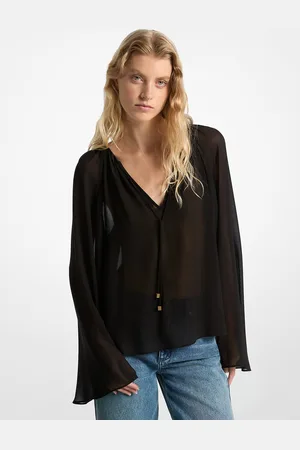 Michael Kors MK Georgette V-Neck Blouse - - Michael Kors