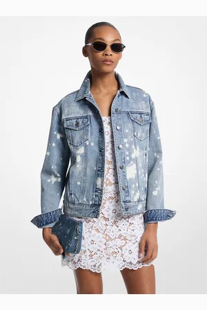 Michael Kors MK Hand-Splattered Denim Trucker Jacket - - Michael Kors