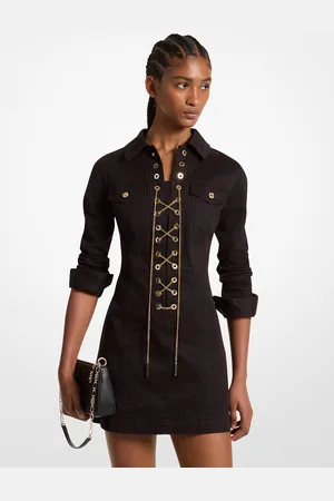 Michael Kors MK Stretch Organic Cotton Lace-Up Dress - - Michael Kors