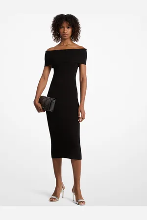 Michael Kors MK Stretch Knit Over-The-Shoulder Dress - - Michael Kors