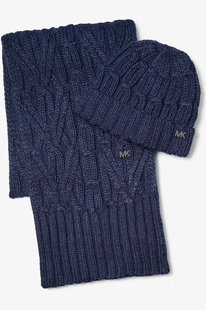 Michael Kors MK Cable-Knit Beanie Hat And Scarf Set - - Michael Kors