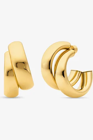 Michael Kors MK Large Precious Metal-Plated Brass Double Hoop Earrings -