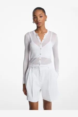 Michael Kors MK Tencel Blend Cropped Cardigan and Bra Top - - Michael Kors