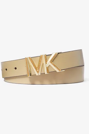 Michael Kors MK Pavé Logo Embellished Leather Waist Belt - - Michael Kors