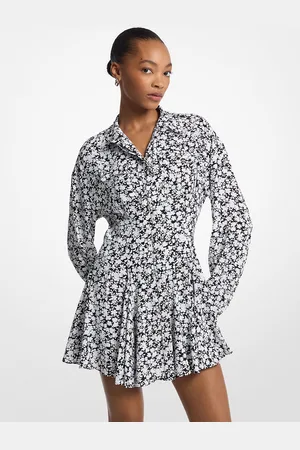 Michael Kors MK Floral Print Satin Back Crepe Shirtdress - - Michael Kors
