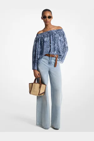 Michael Kors MK Tie-Dye Floral Georgette Off-the-Shoulder Top - - Michael Kors