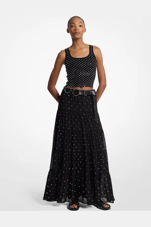 Michael Kors MK Studded Stretch Viscose Cropped Tank Top - - Michael Kors