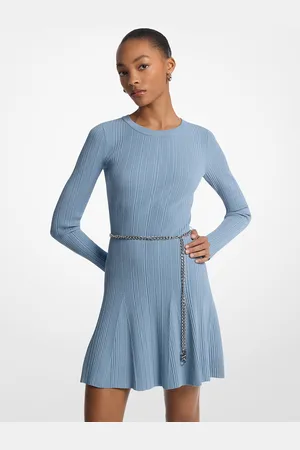 Michael Kors MK Stretch Knit Belted Dress - - Michael Kors