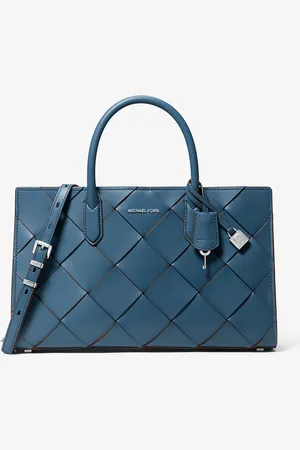 Michael Kors MK Scarlett Medium Woven Leather Satchel - - Michael Kors