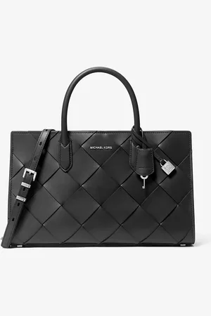 Michael Kors MK Scarlett Medium Woven Leather Satchel - - Michael Kors