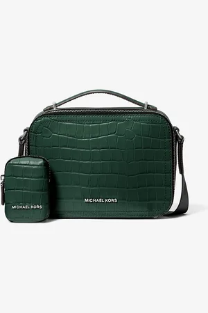 Michael Kors MK Hudson Crocodile Embossed Leather Crossbody Bag - - Michael Kors