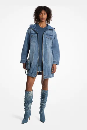 Michael Kors MK Oversized Hooded Denim Coat - - Michael Kors