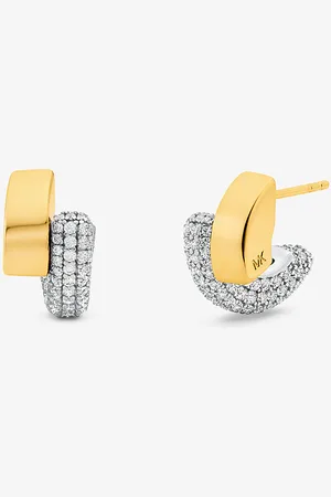 Michael Kors MK Precious Metal-Plated Sterling Pavé Hoop Earrings -