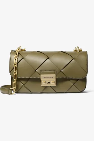 Michael Kors MK Tribeca Small Woven Leather Shoulder Bag - - Michael Kors