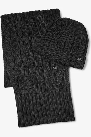 Michael Kors MK Cable-Knit Beanie Hat And Scarf Set - - Michael Kors