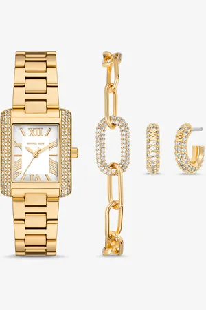 Michael Kors MK Petite Emery -Tone Watch and Jewelry Gift Set -
