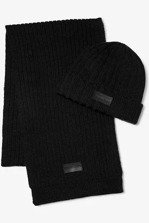 Michael Kors MK Ribbed Knit Beanie Hat and Scarf Set - - Michael Kors