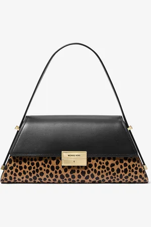 Michael Kors MK Ludlow Medium Leather and Cheetah-Print Calf Hair Shoulder Bag - - Michael Kors
