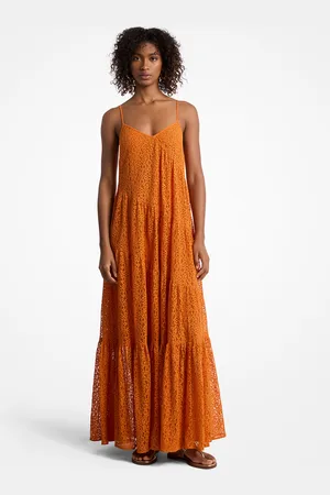Michael Kors MK Floral Lace Tiered Slip Dress - - Michael Kors
